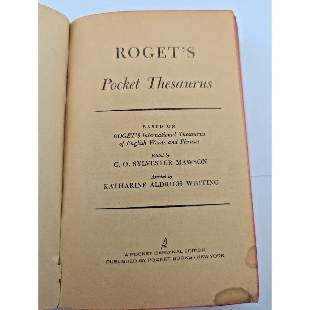 Roget's Pocket Thesaurus Paperback Book C.O. Sylvester Mawson Pocket Books 1968